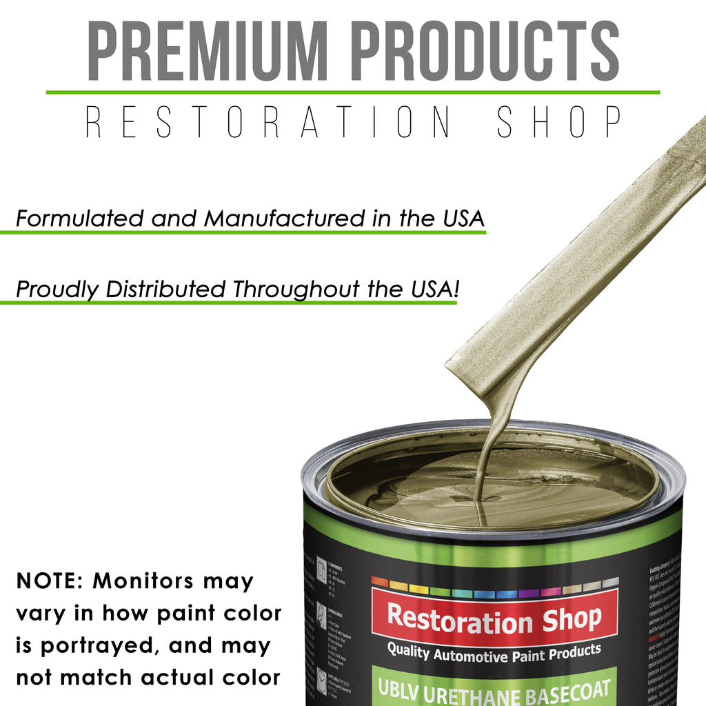Antique Gold Metallic - LOW VOC Urethane Basecoat with Premium Clearcoat Auto Paint (Complete Medium Quart Paint Kit) Professional Automotive Coating