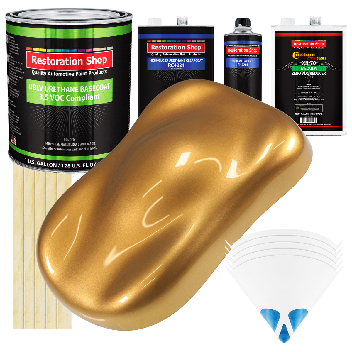 Autumn Gold Metallic - LOW VOC Urethane Basecoat with Clearcoat Auto Paint - Complete Medium Gallon Paint Kit - Professional Gloss Automotive Coating