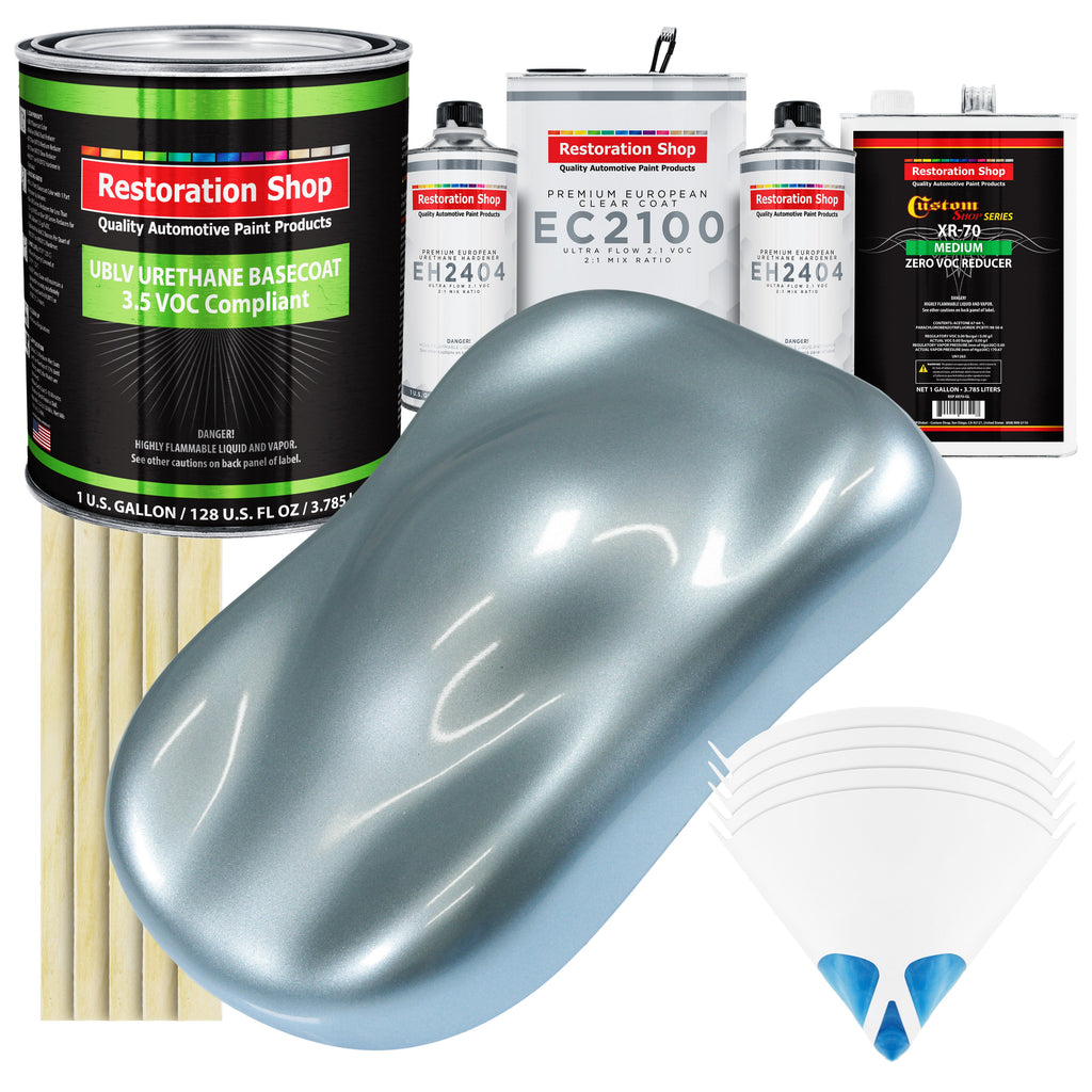 Ice Blue Metallic - LOW VOC Urethane Basecoat with European Clearcoat Auto Paint - Complete Gallon Paint Color Kit - Automotive Coating