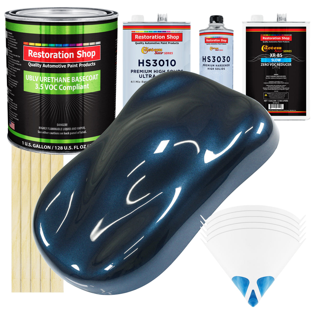 Moonlight Drive Blue Metallic - LOW VOC Urethane Basecoat with Premium Clearcoat Auto Paint - Complete Slow Gallon Paint Kit - Pro Automotive Coating