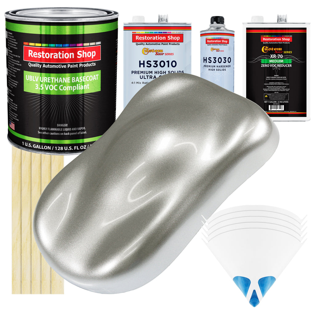 Brilliant Silver Firemist - LOW VOC Urethane Basecoat with Premium Clearcoat Auto Paint - Complete Medium Gallon Paint Kit - Pro Automotive Coating