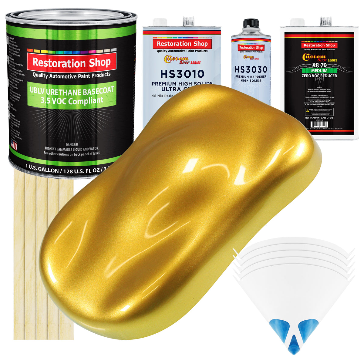 Saturn Gold Firemist - LOW VOC Urethane Basecoat with Premium Clearcoat Auto Paint (Complete Medium Gallon Paint Kit) Professional Automotive Coating