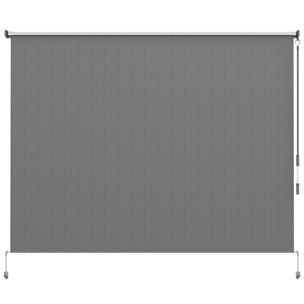 8'W x 6'H Roller Shades for Porch Balcony Gazebo, Dark Grey