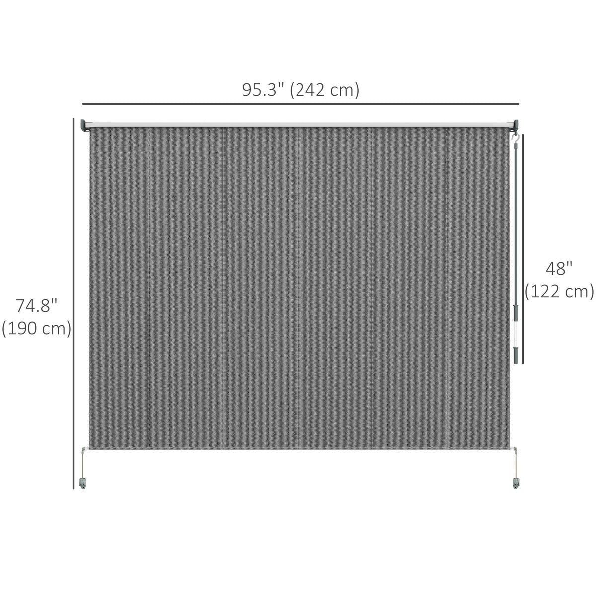 8'W x 6'H Roller Shades for Porch Balcony Gazebo, Dark Grey