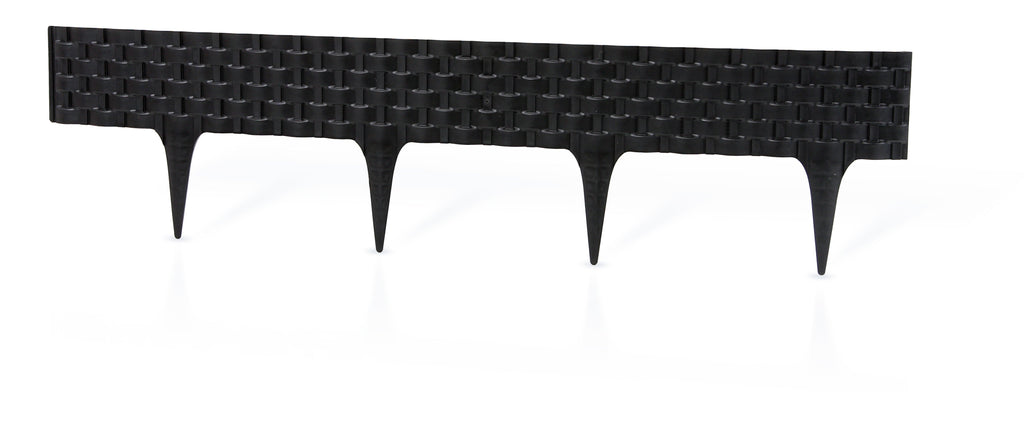 Lawn Edging, Plastic Palisade Rattan Effect, 2.4m, Black