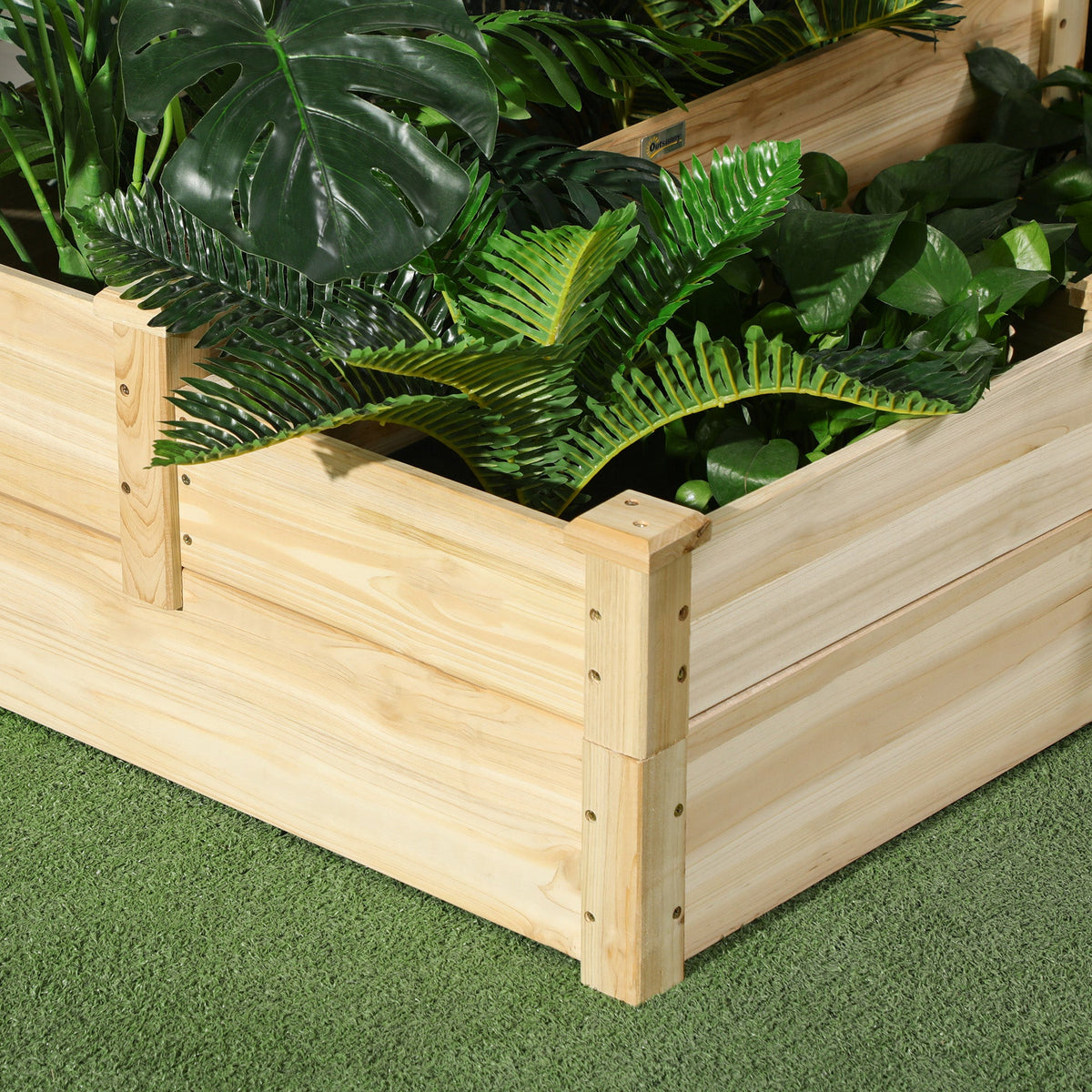 3-Tier Raised Garden Bed, 42.5" x 34.75" x 14.25", Natural