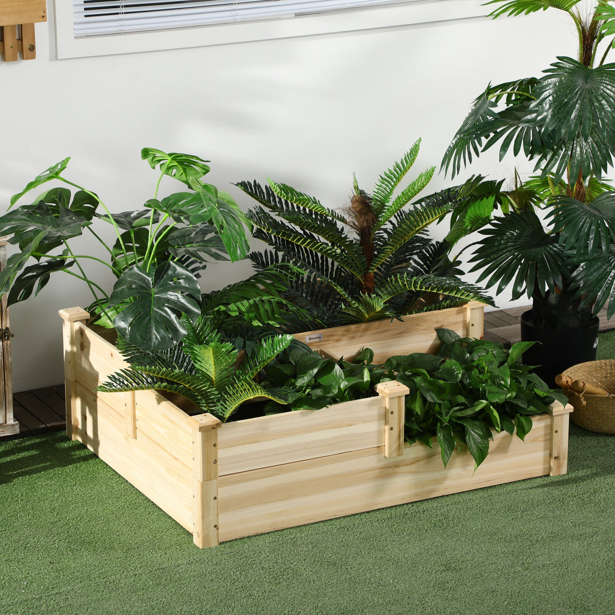 3-Tier Raised Garden Bed, 42.5" x 34.75" x 14.25", Natural