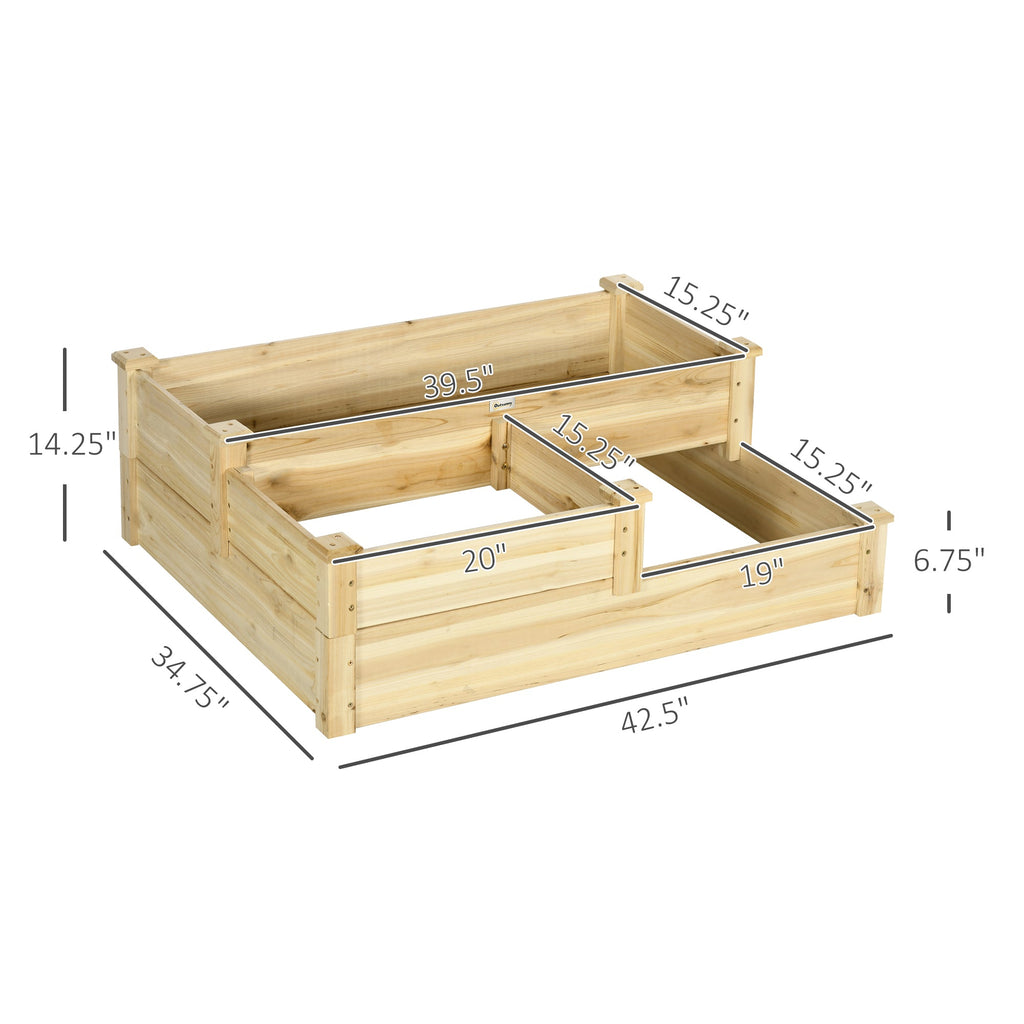 3-Tier Raised Garden Bed, 42.5" x 34.75" x 14.25", Natural