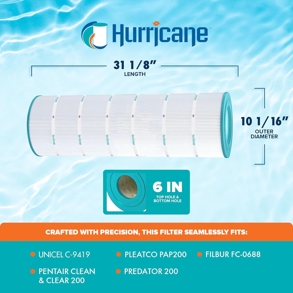 Hurricane C-9419 Replacement Pool Filter Cartridge for Pentair Clean & Clear 200 Predator 200 PAP200 FC-0688 Platinum Purple