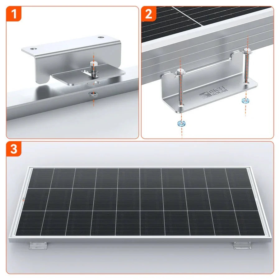 Rich Solar MEGA 200 12V 200W Solar Panel With 3/4" Z Brackets