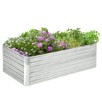 Raised Garden Bed, 6' x 3' x 2' Galvanized Steel Planters for Outdoor Plants with Multi-reinforced Rods for Vegetables, Flowers and Herbs, Silver