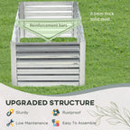 Raised Garden Bed, 6' x 3' x 2' Galvanized Steel Planters for Outdoor Plants with Multi-reinforced Rods for Vegetables, Flowers and Herbs, Silver
