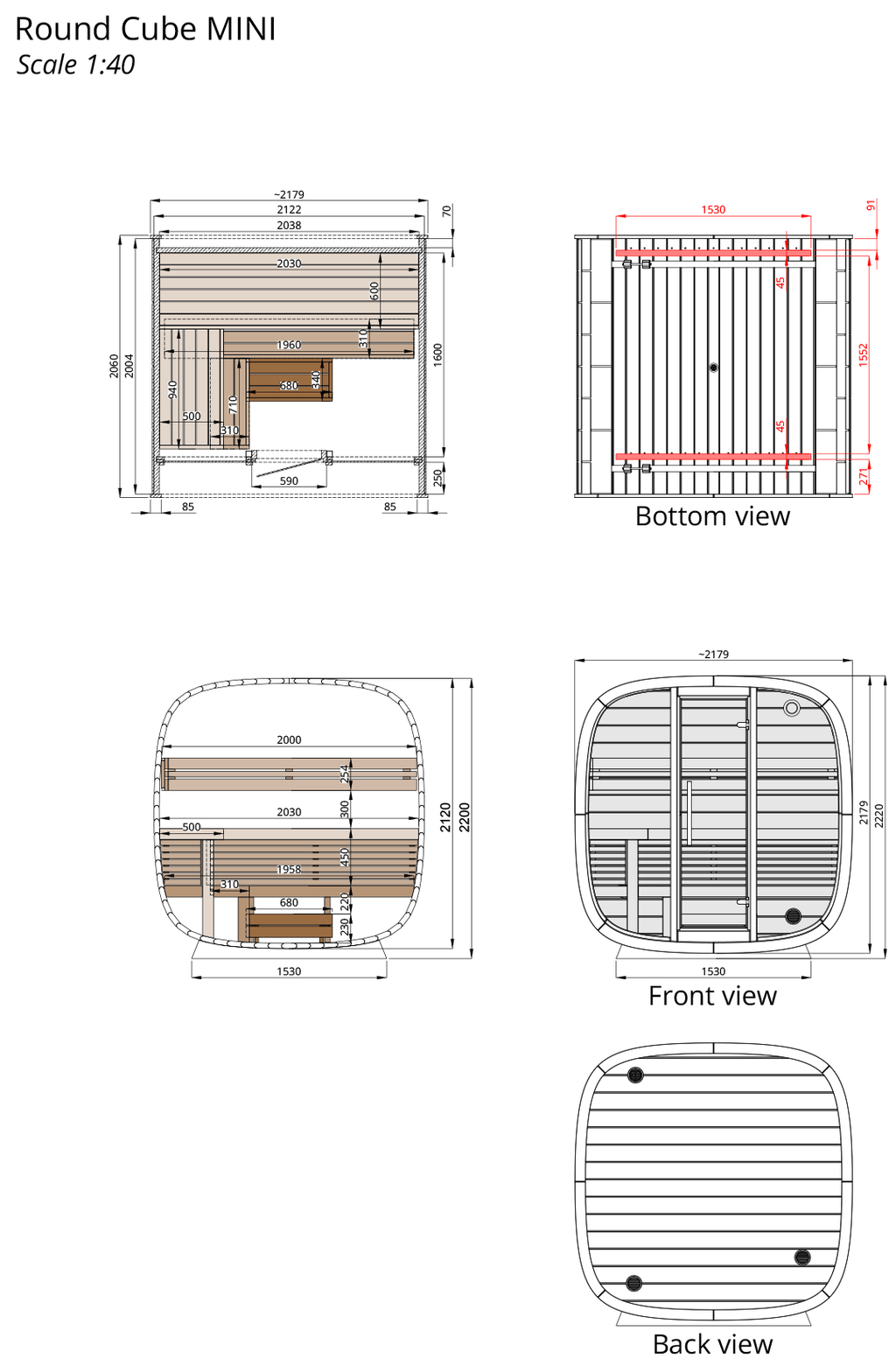 Leil Round Cube Mini Sauna
