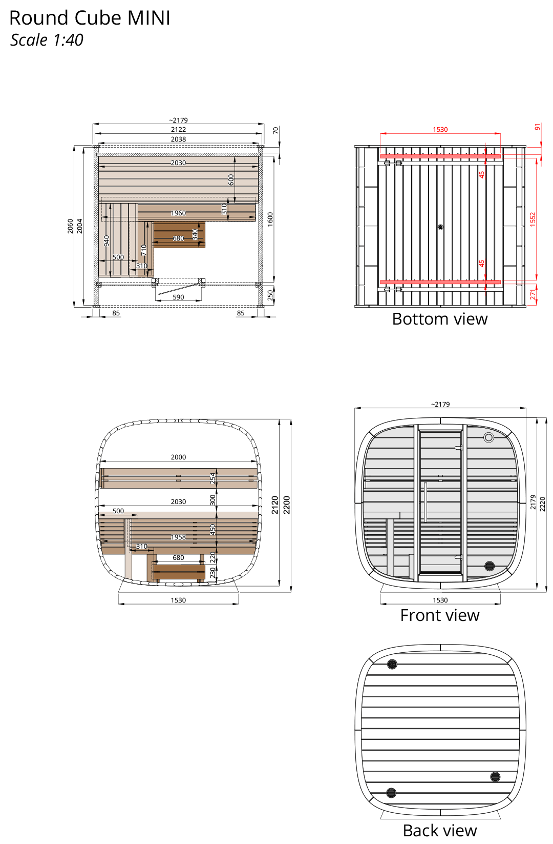 Leil Round Cube Mini Sauna