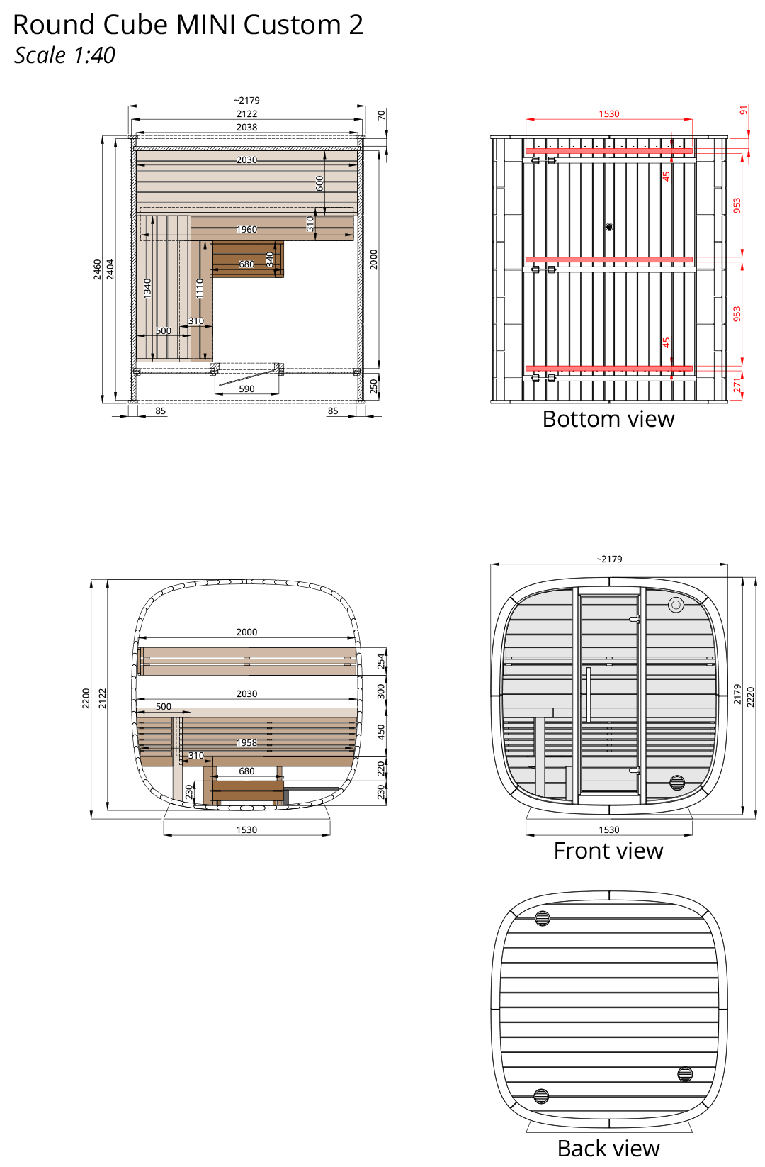Leil Round Cube Mini Sauna