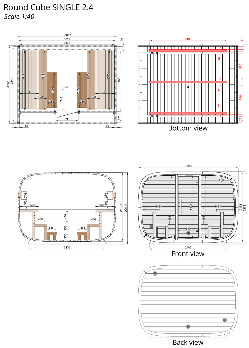 Leil Round Cube Single Sauna
