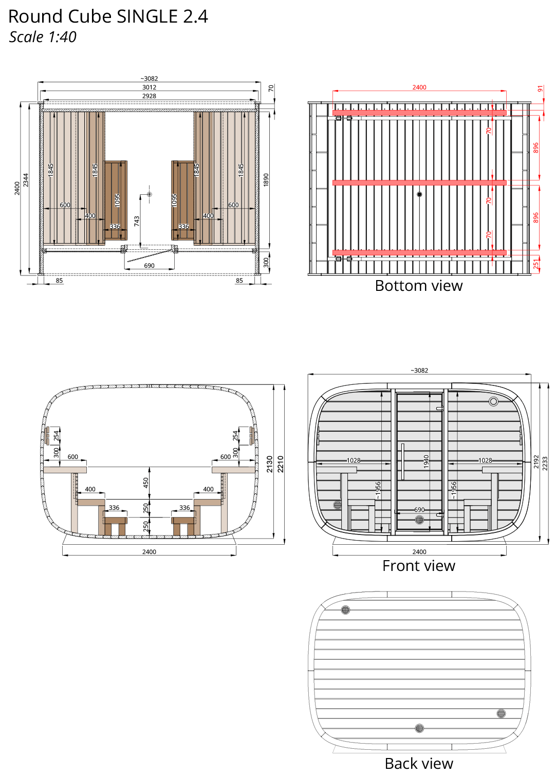 Leil Round Cube Single Sauna