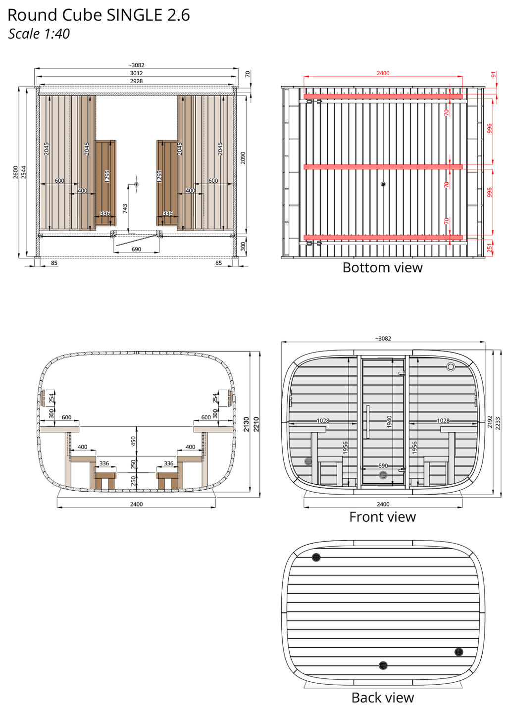 Leil Round Cube Single Sauna