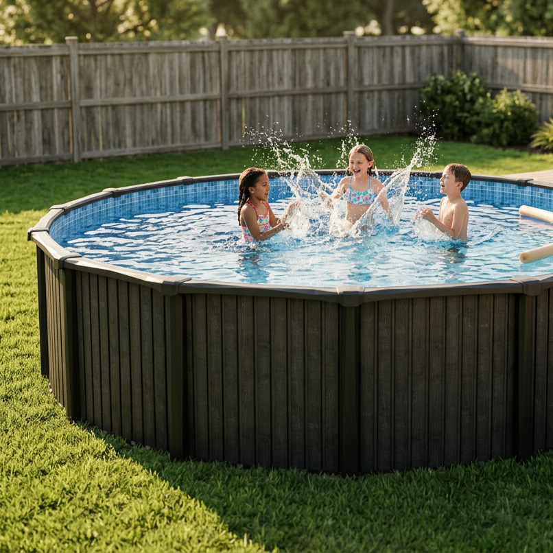 24' x 52" Round Saltwater Friendly Resin Frame Above Ground St. Germain Steel Wall Pool