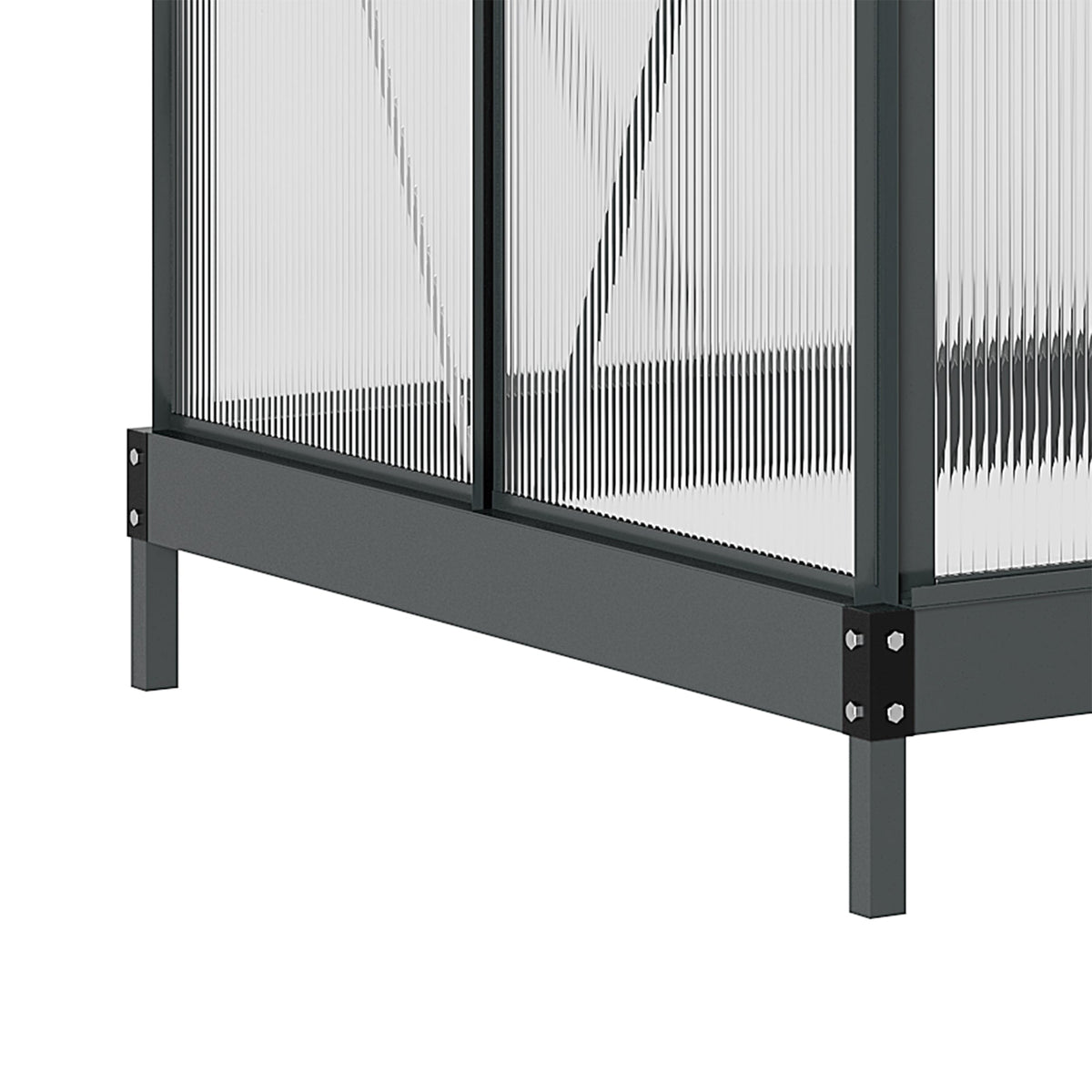 6' x 4' x 6.6' Polycarbonate Greenhouse with Aluminum Frame, Grey