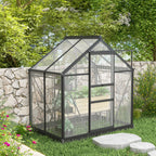 6' x 4' x 6.6' Polycarbonate Greenhouse with Aluminum Frame, Grey