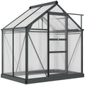 6' x 4' x 6.6' Polycarbonate Greenhouse with Aluminum Frame, Grey