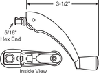 Replacement S1066 - FOR OP05 FOLDING HANDLE WITH BUTTON FOR ROTO-FRANK PRO DRIVE OPERATORS 5/16IN HEX END