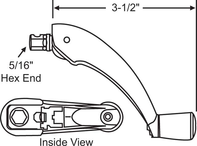Replacement S1066 - FOR OP05 FOLDING HANDLE WITH BUTTON FOR ROTO-FRANK PRO DRIVE OPERATORS 5/16IN HEX END