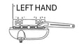 S1157 - Roto Interlock Casement and Awning Operator 6 Inch Arm Diagram of a lever mechanism with 'LEFT HAND' text on a white background