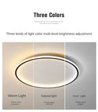 LED Ring Flush Mount Chandelier - Dimmable Ceiling Light Black/White