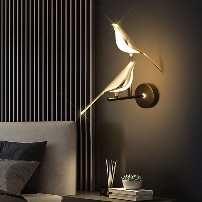 Double Chirpy LED Bird Nursery Wall Light - Hardwired Ambient