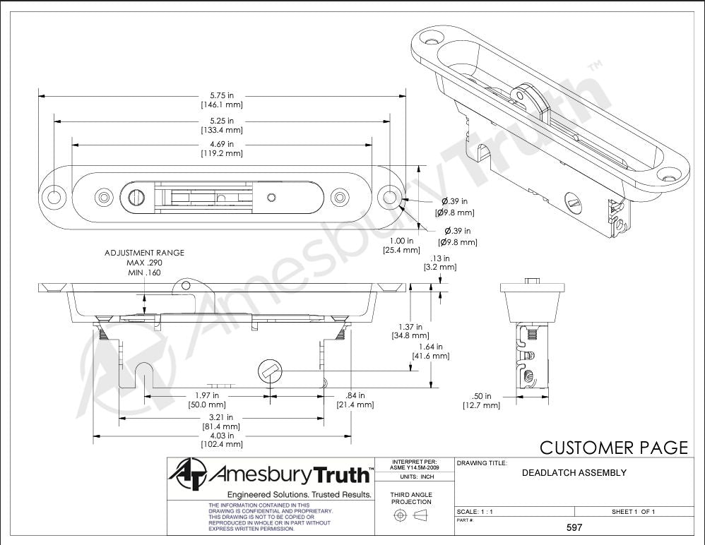 S3011 - Sliding Patio Door Recessed Mount Mortise Lock Box 597