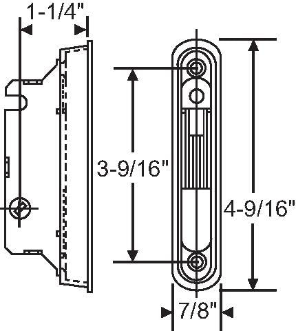 S3025 - Mortise Lock 1.254 Backset 45-Degree with Trim Plate