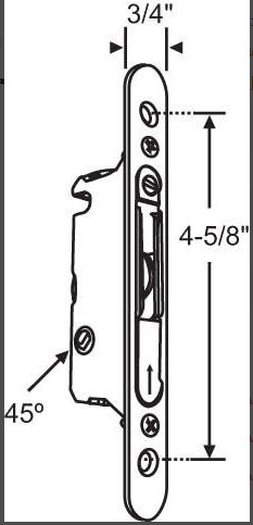 C1033 -Sliding Patio Door Single Action Mortise Lock with Face Plate