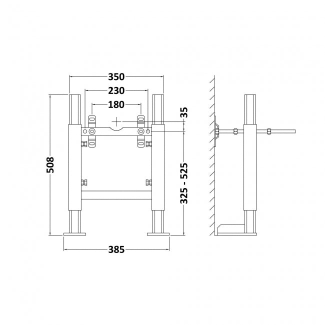 Nio Standard Wall Hung Toilet Frame - 508mm x 385mm