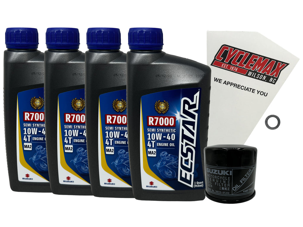 Suzuki Ecstar Semi-Synthetic Oil Change Kit for 2023-2026 GSX-8R
