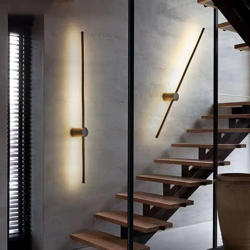 Black LED Wall Light - Warm Modern Bedroom Lounge Lamp Easy Install