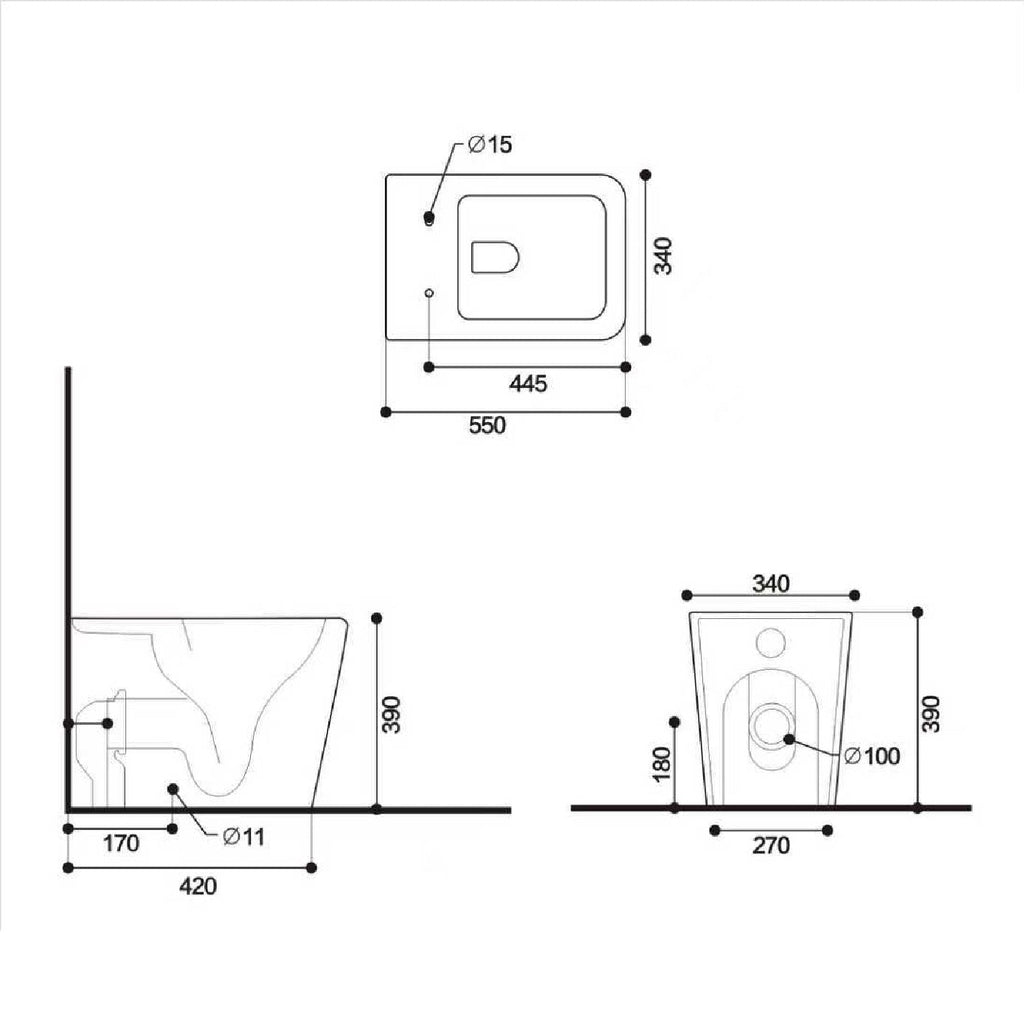 Salerno Rimless Back To Wall Toilet With  Luxury Soft Close Seat - White