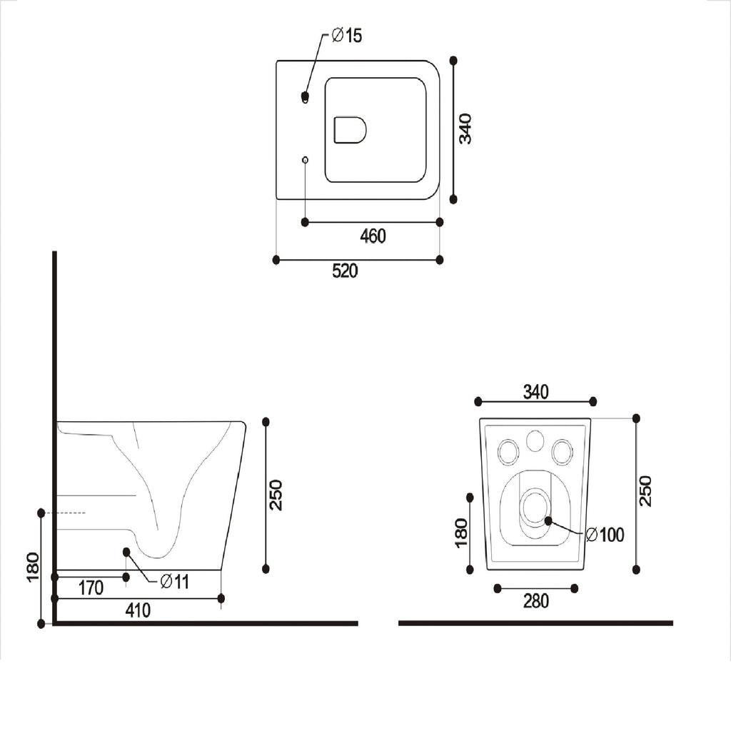 Salerno Rimless Wall Hung Toilet with Soft Close Toilet Seat - White