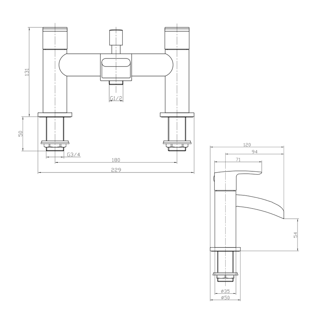 Stream Round Waterfall Bath Shower Mixer Tap