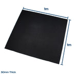Black SBR Interlocking Rubber Gym Flooring with Connectors (1m x 1m) (30mm)