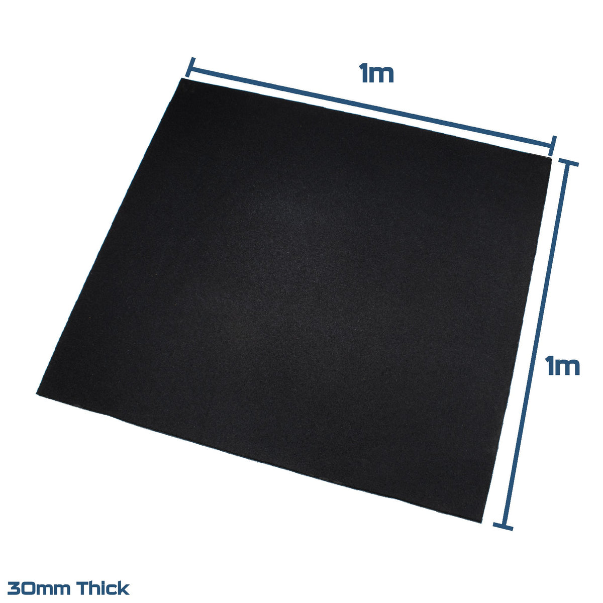 Black SBR Interlocking Rubber Gym Flooring with Connectors (1m x 1m) (30mm)