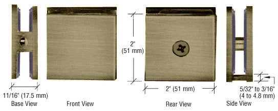 CRL Brushed Bronze Square Style Hole-in-Glass Fixed Panel U-Clamp -SCU4BBRZ