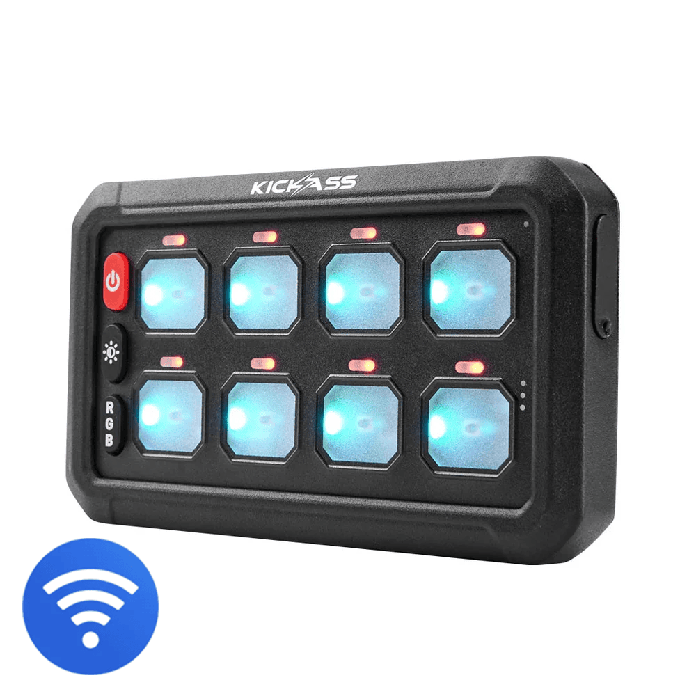 KickAss 12/24V 8 Gang Wireless Switch Panel with Magnetic Charging Cradle - MKII