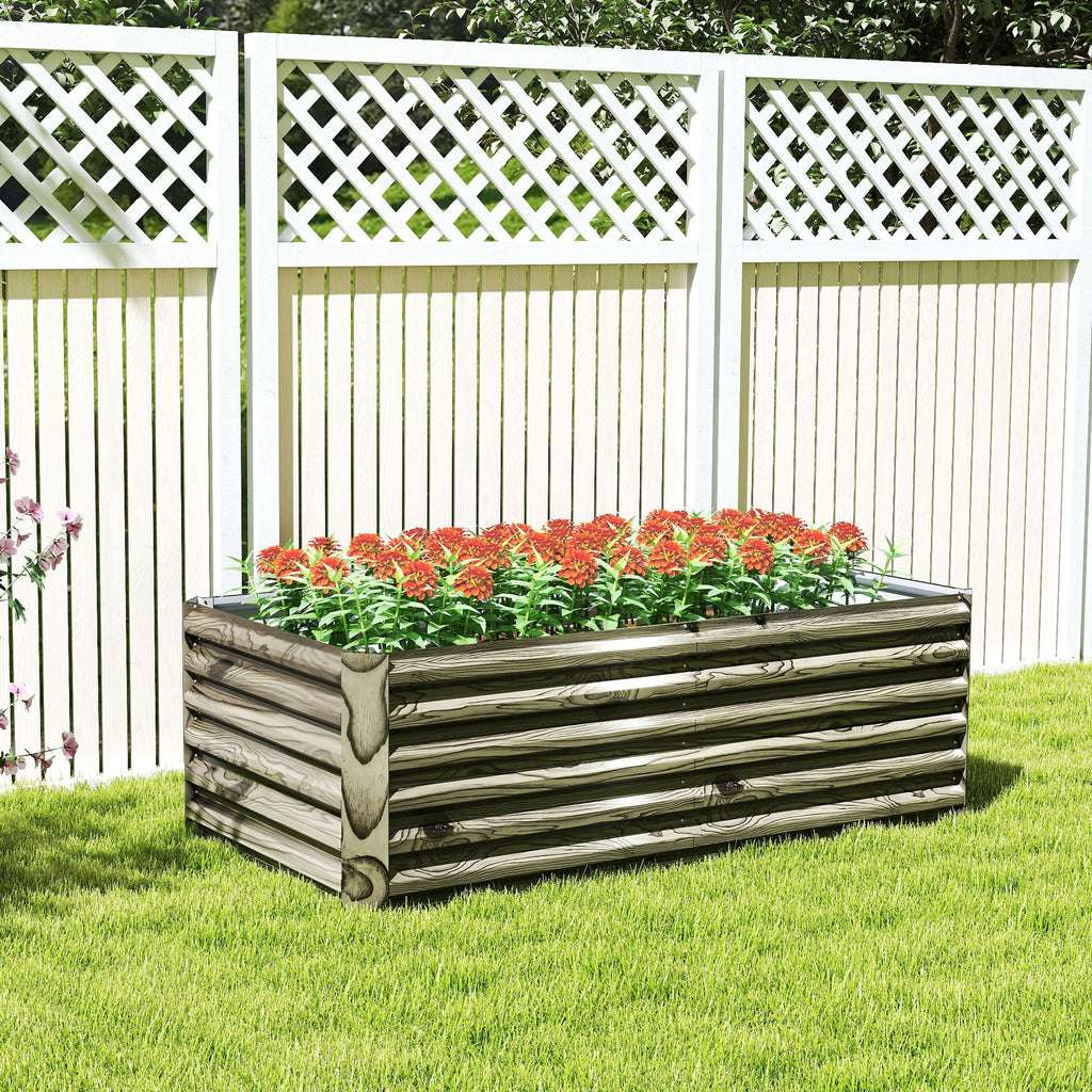 6' x 3' x 2' Galvanized Raised Garden Bed for Vegetables, Light Wood Effect