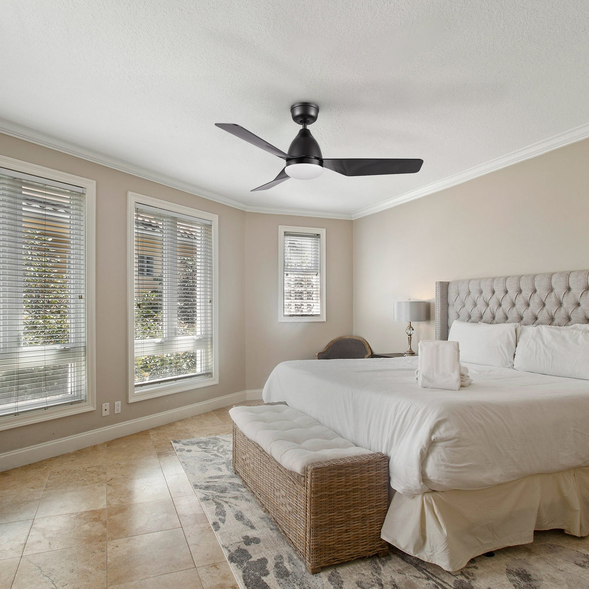 ROQUE 44 inch 3-Blade Smart Ceiling Fan with LED Light & Remote
