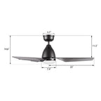 ROQUE 44 inch 3-Blade Smart Ceiling Fan with LED Light & Remote