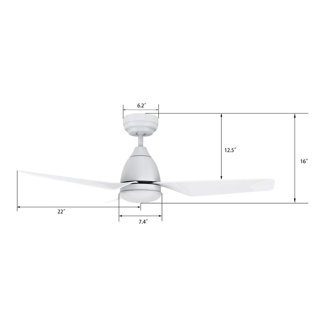 ROQUE 44 inch 3-Blade Smart Ceiling Fan with LED Light & Remote