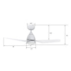 ROQUE 44 inch 3-Blade Smart Ceiling Fan with LED Light & Remote