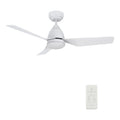 Carro Home ROQUE 44 inch 3-Blade Smart Ceiling Fan with LED Light Kit & Remote - White/White